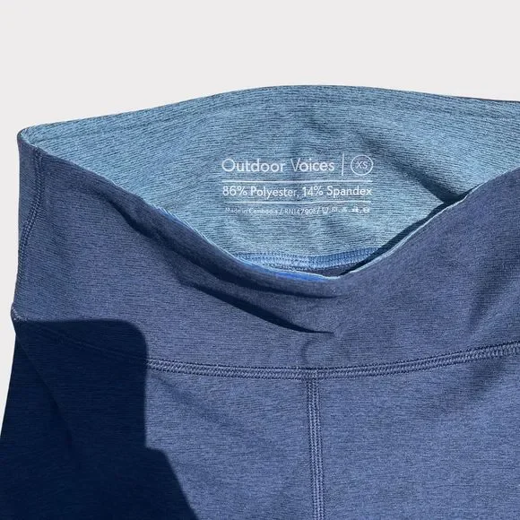 Outdoor Voices 7/8 Tri-Tone Mid Rise Leggings XS Blue Springs - Picture 3 of 8